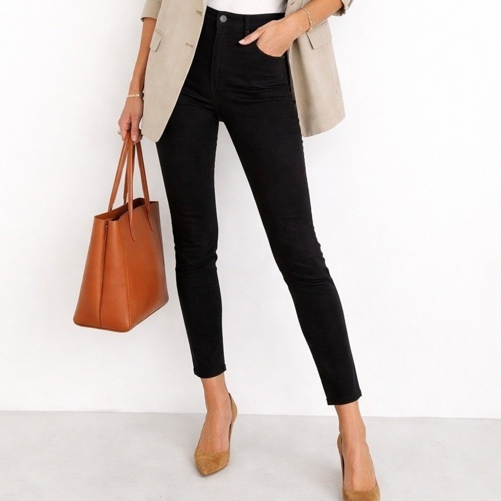 Everlane Womens High Rise‎ Skinny Jeans Black Ankle Size 24 Regular Denim Pants